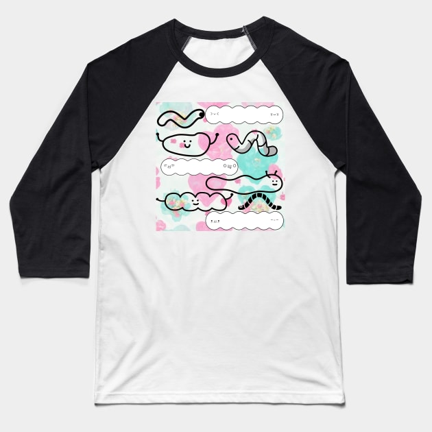 Caterpillar friends pattern Baseball T-Shirt by zzzozzo